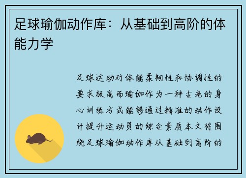 足球瑜伽动作库：从基础到高阶的体能力学